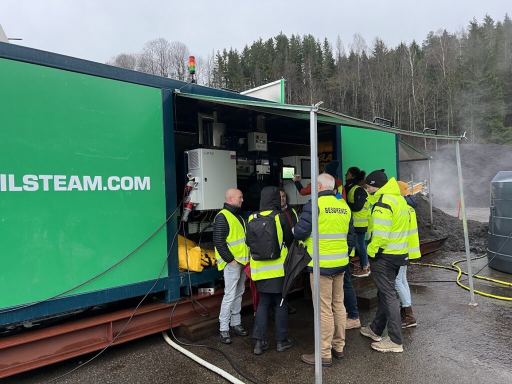 Visitors getting a demonstration of our Soilsaver machine at Lindum